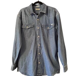 MOTHER Denim Button-Up Blouse - Blue